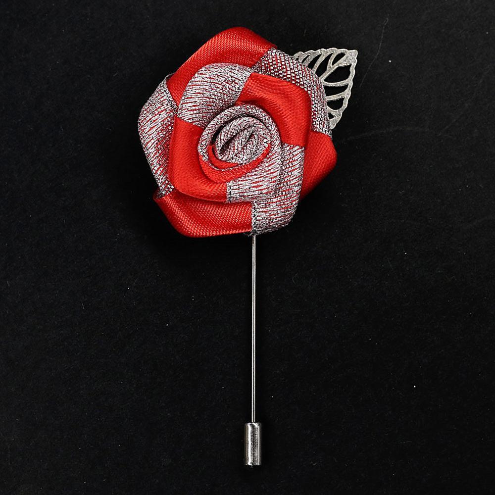 Silver Rose Lapel Pin GR red 