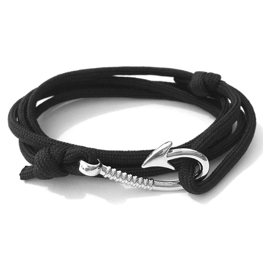 Silver Small Hook Nautical Bracelet GR Black 