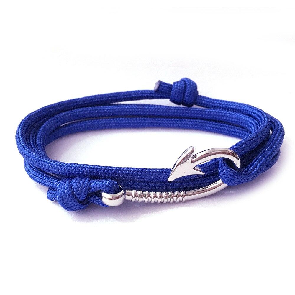 Silver Small Hook Nautical Bracelet GR Blue 