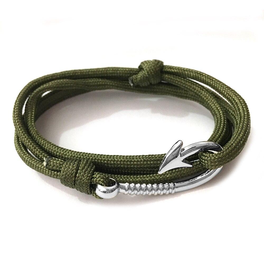 Silver Small Hook Nautical Bracelet GR Green 
