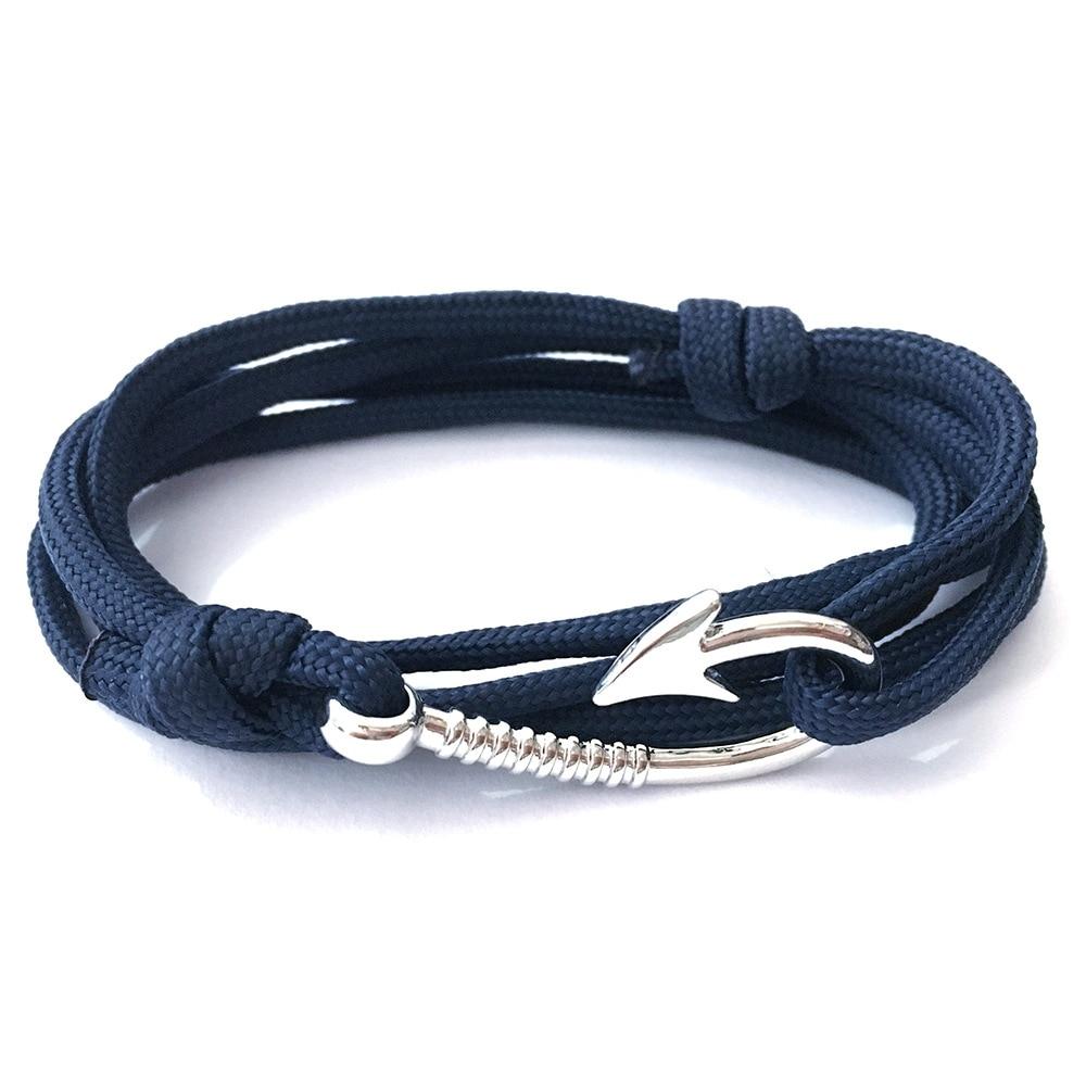 Silver Small Hook Nautical Bracelet GR Navy Blue 
