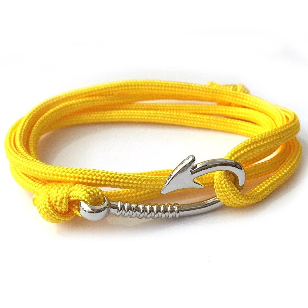 Silver Small Hook Nautical Bracelet GR Yellow 