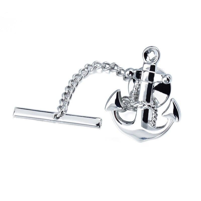 Silver-Tone Anchor Tie Tack GR Rhodium Plated 