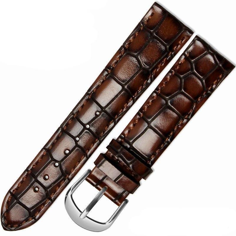 Silvio Embossed Leather Watch Strap With Silver Buckle GR 