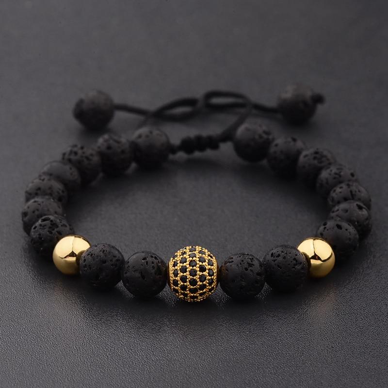 Simon Gold-Tone & Lava Stone Beads Bracelet GR 