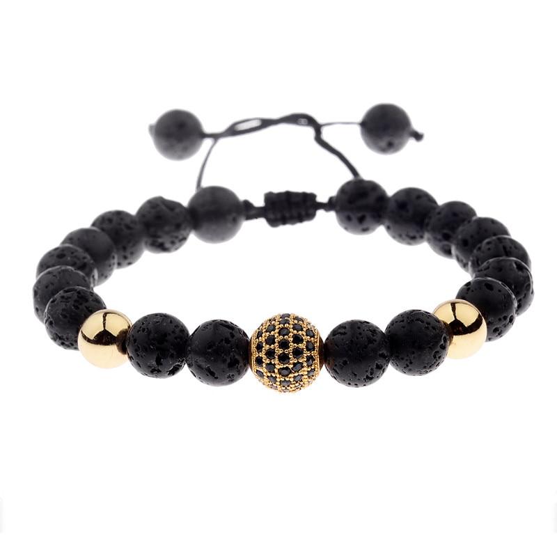 Simon Gold-Tone & Lava Stone Beads Bracelet GR Gold 