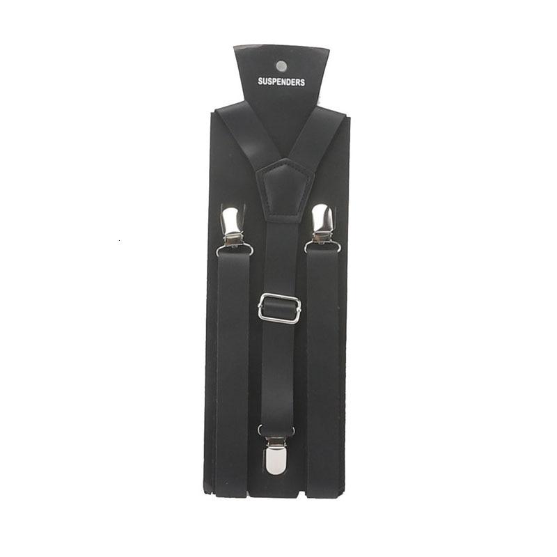 Slim Leather Single Clip Suspenders GR Black 