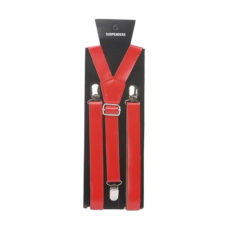 Slim Leather Single Clip Suspenders GR Red 
