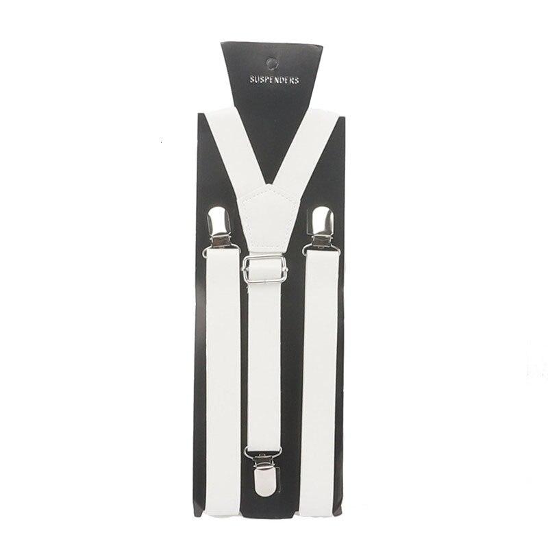 Slim Leather Single Clip Suspenders GR White 