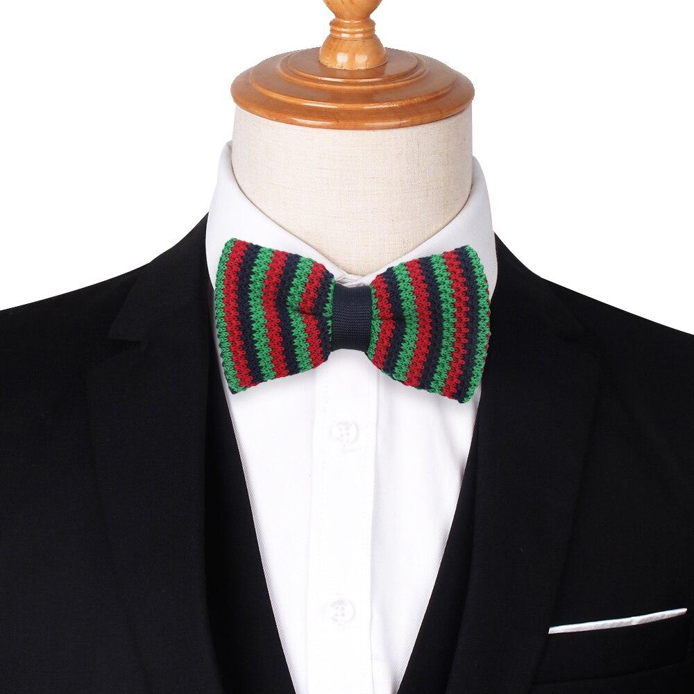 Slim Striped Knitted Bow Tie Pre-Tied GR 