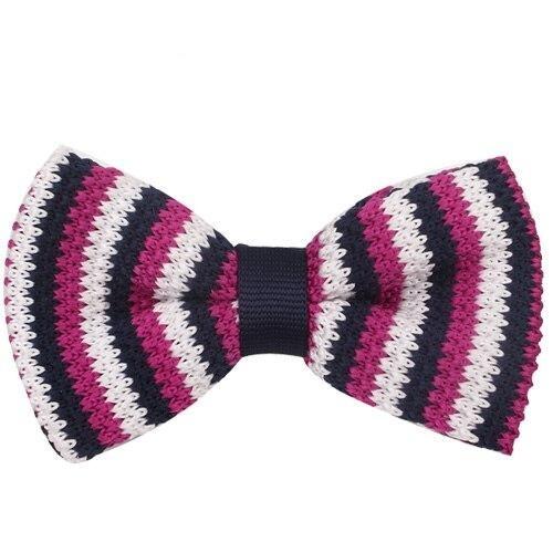 Slim Striped Knitted Bow Tie Pre-Tied GR Violet 