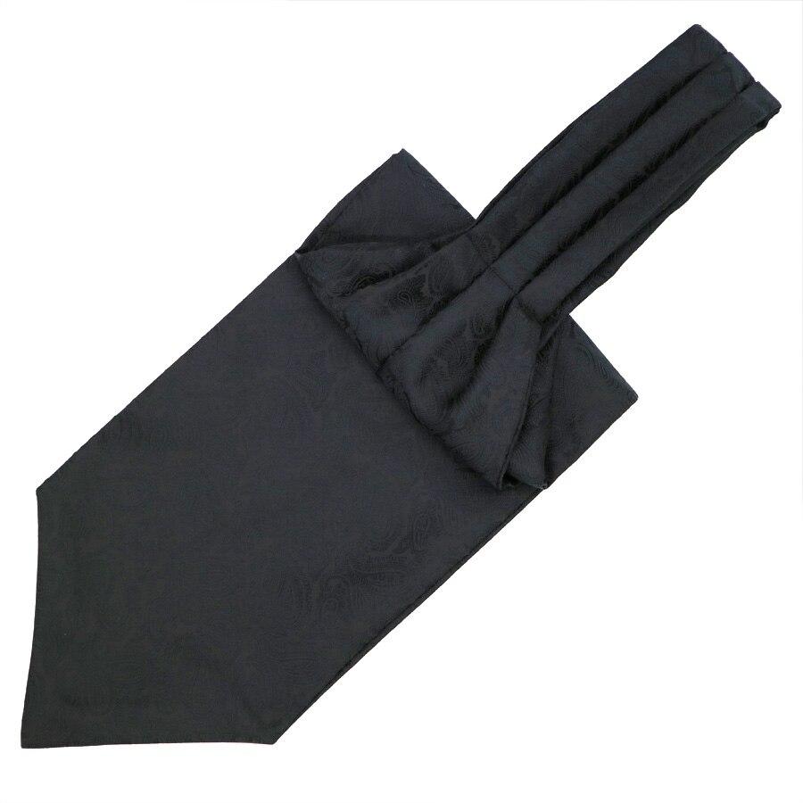 Small Teardrop Paisley Ascot Tie GR Jacquard Black 