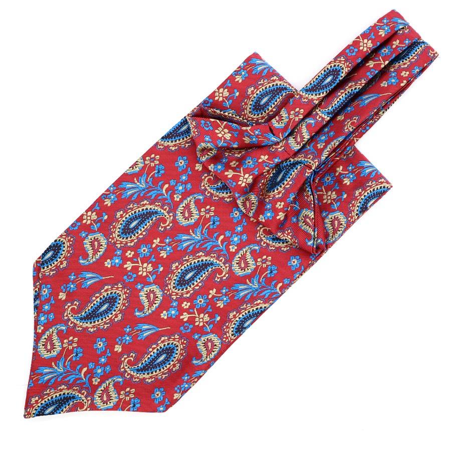 Small Teardrop Paisley Ascot Tie GR Red 