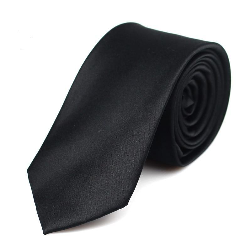 Solid Black Slim Tie GR 6cm 