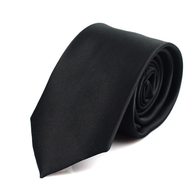 Solid Black Slim Tie GR 7cm 