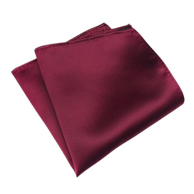 Solid Colour Silk Pocket Square GR Wine Red 