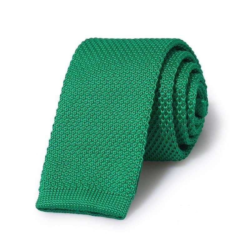 Solid Flat End Knitted Tie GR Australian Green 