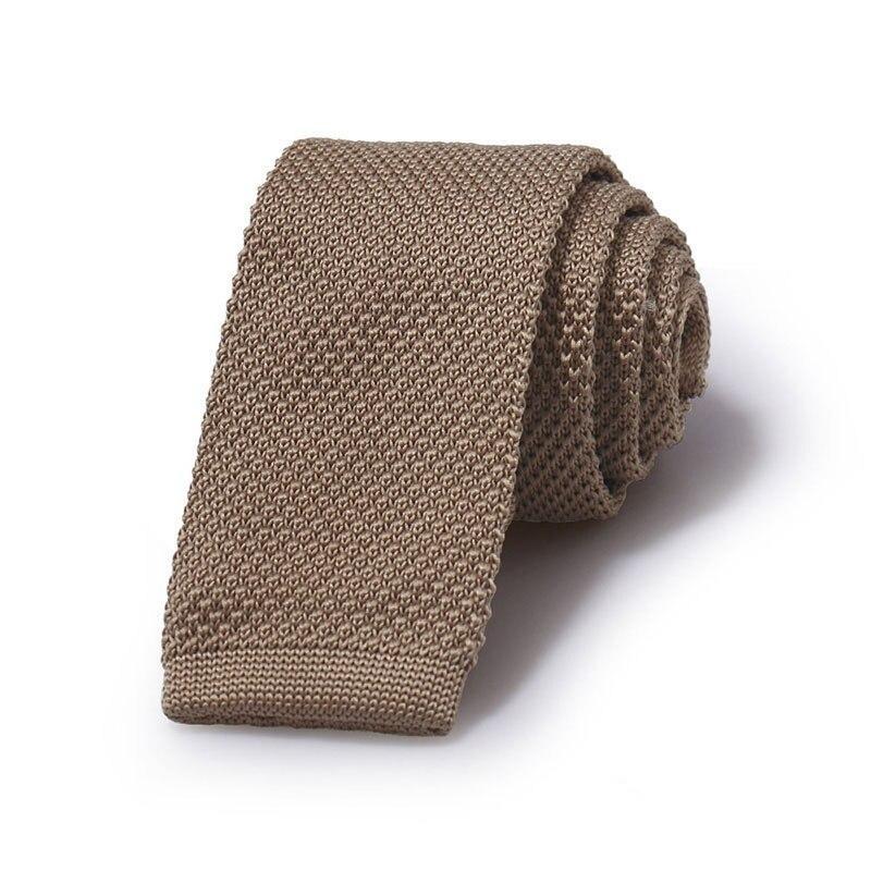 Solid Flat End Knitted Tie GR Beige 