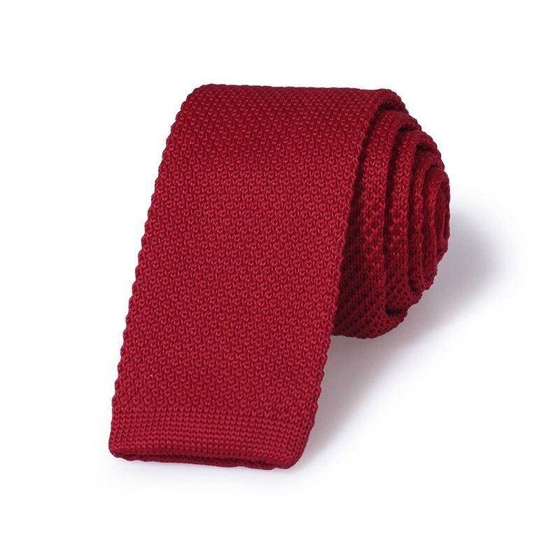Solid Flat End Knitted Tie GR Bordeaux 