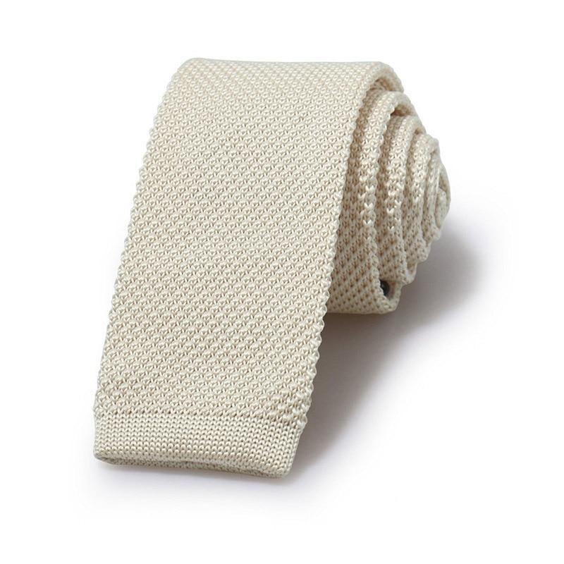 Solid Flat End Knitted Tie GR Champagne 