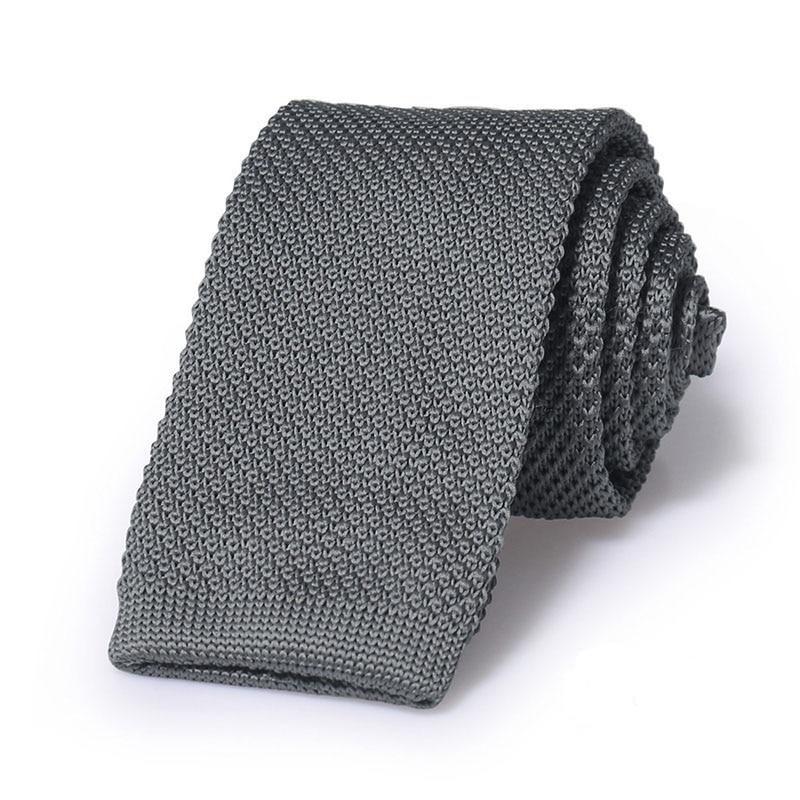 Solid Flat End Knitted Tie GR Dark 