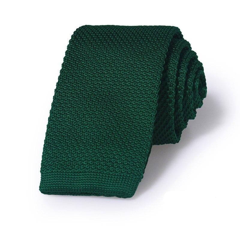 Solid Flat End Knitted Tie GR Dark Green 