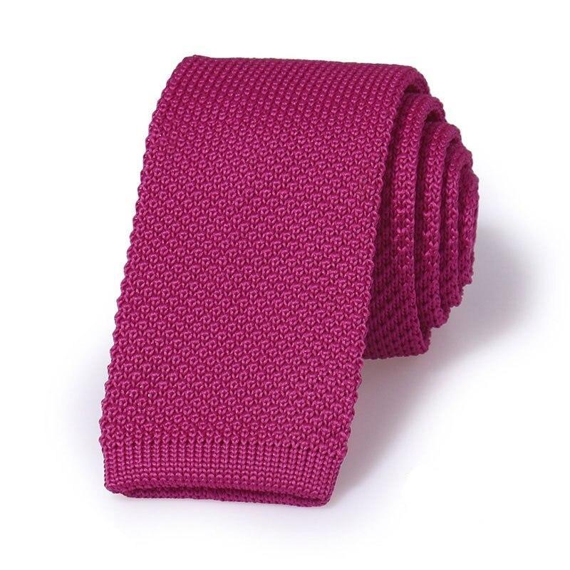 Solid Flat End Knitted Tie GR Dark Pink 