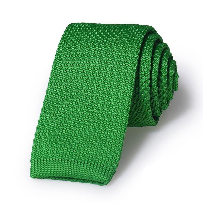 Solid Flat End Knitted Tie GR Green 