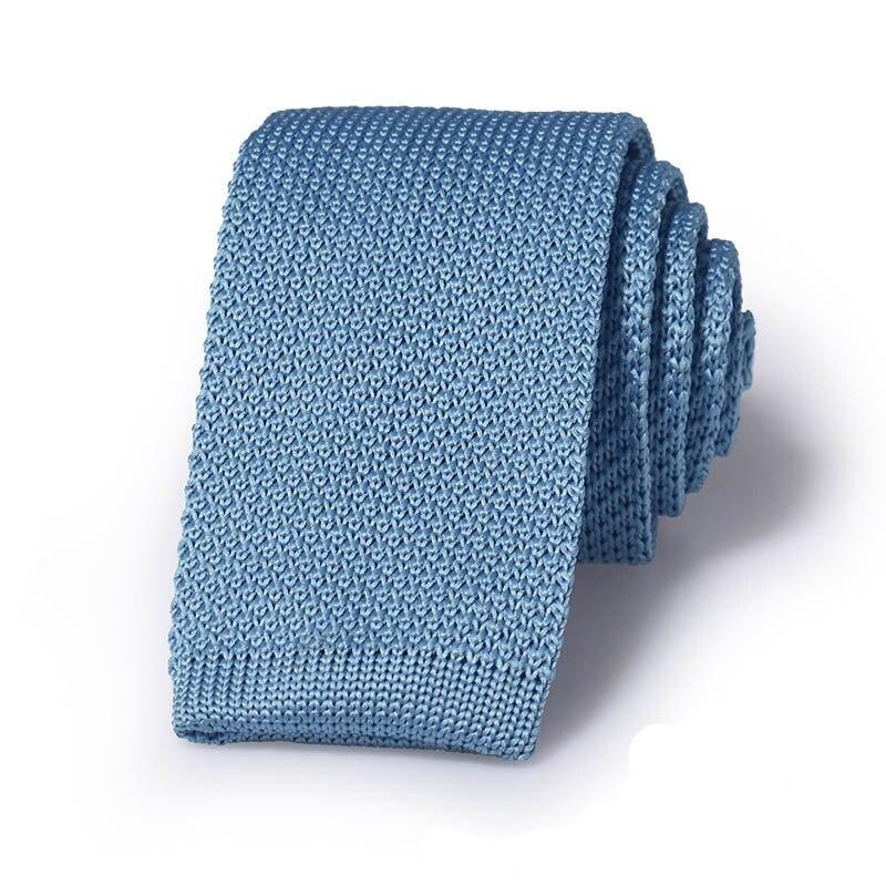 Solid Flat End Knitted Tie GR Light Blue 