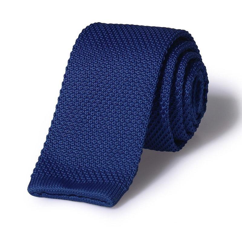 Solid Flat End Knitted Tie GR Navy 