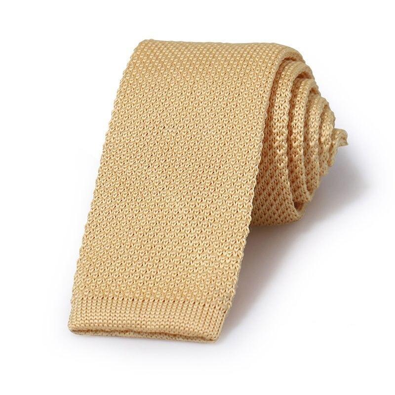 Solid Flat End Knitted Tie GR Nude Beige 