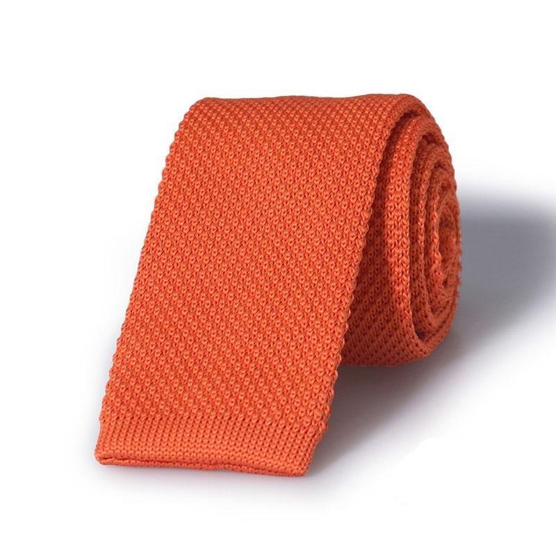 Solid Flat End Knitted Tie GR Orange 