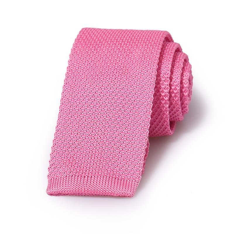 Solid Flat End Knitted Tie GR Pink 