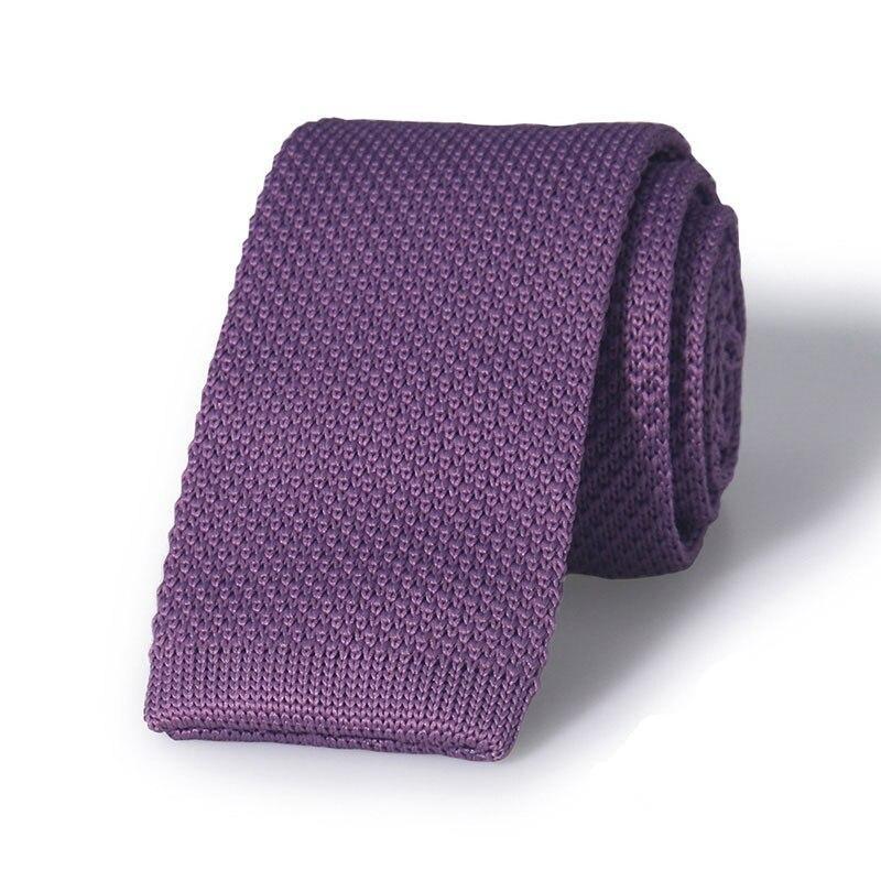 Solid Flat End Knitted Tie GR Purple 