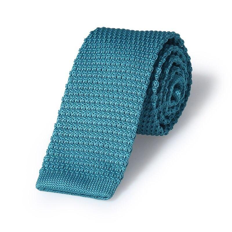 Solid Flat End Knitted Tie GR Turquoise 