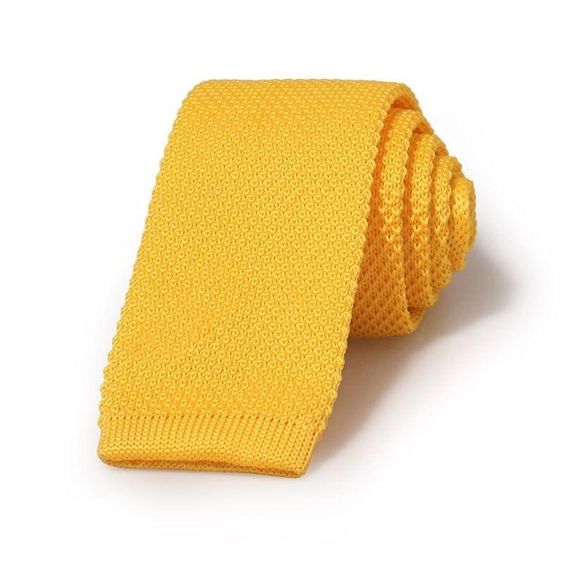Solid Flat End Knitted Tie GR Yellow 