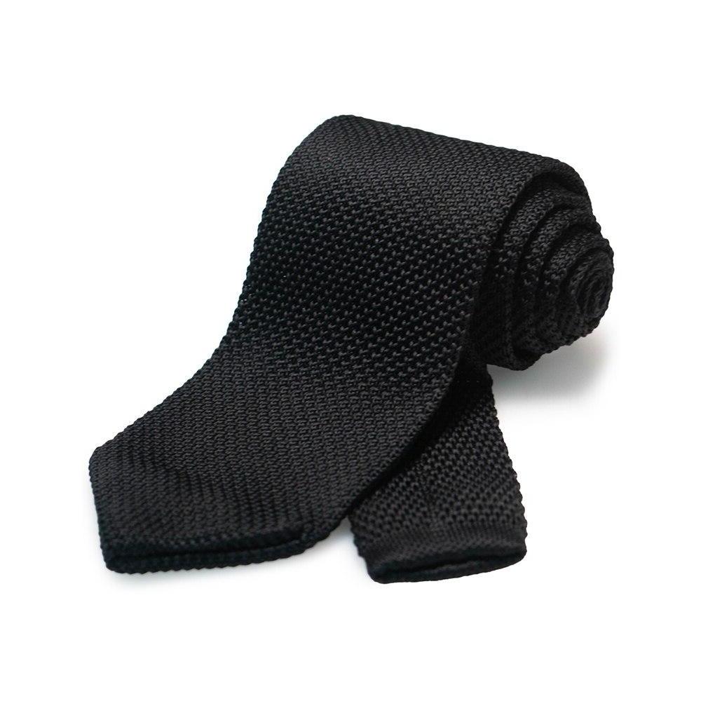Solid Knitted Tie GR Black 