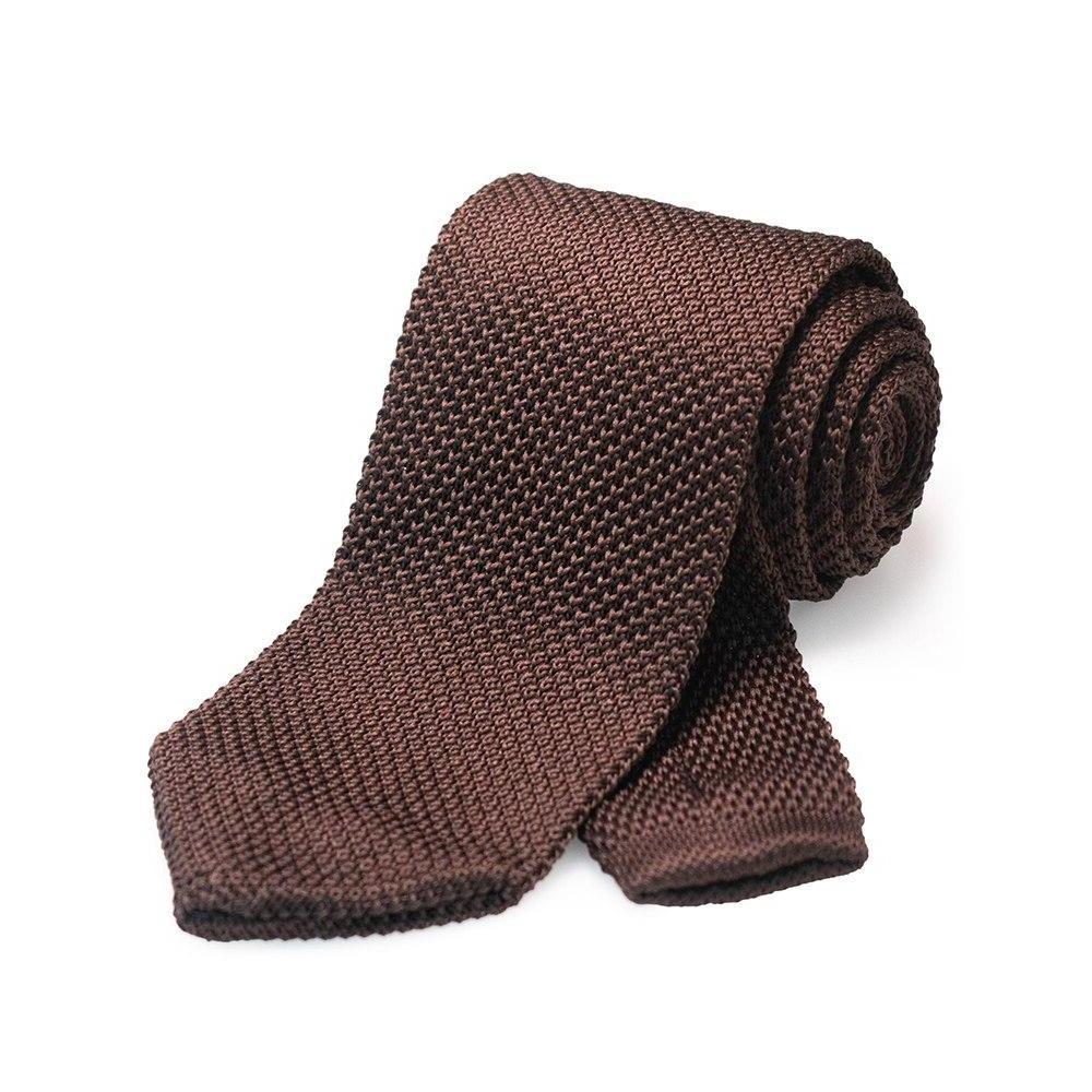 Solid Knitted Tie GR Brown 