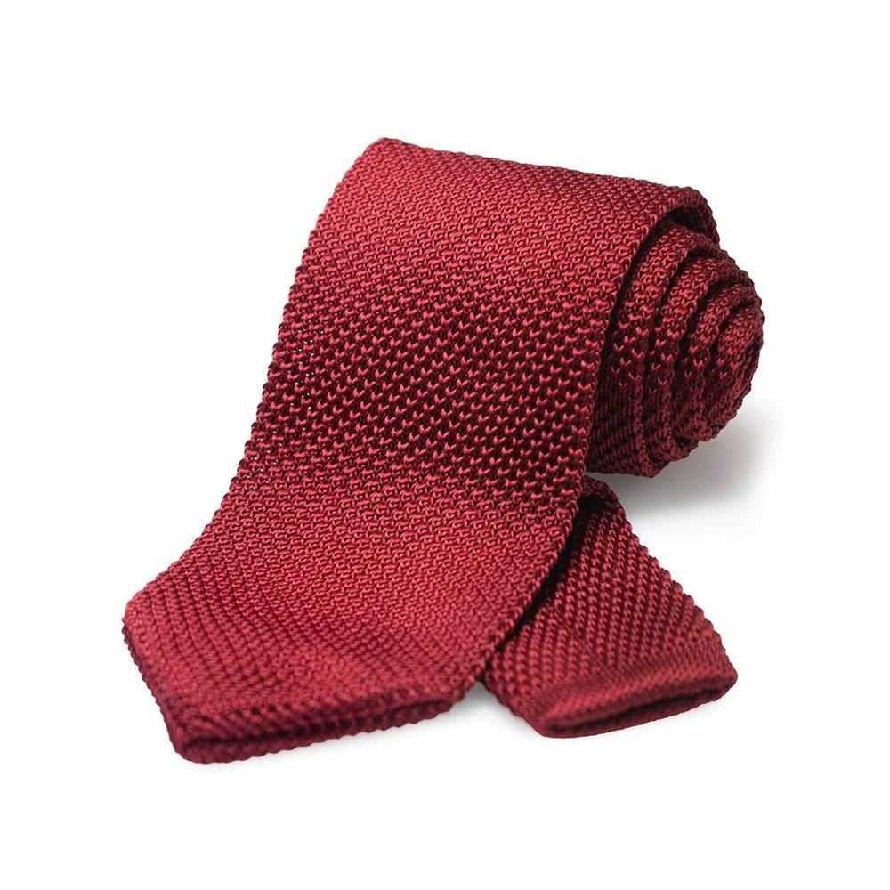 Solid Knitted Tie GR Dark Red 