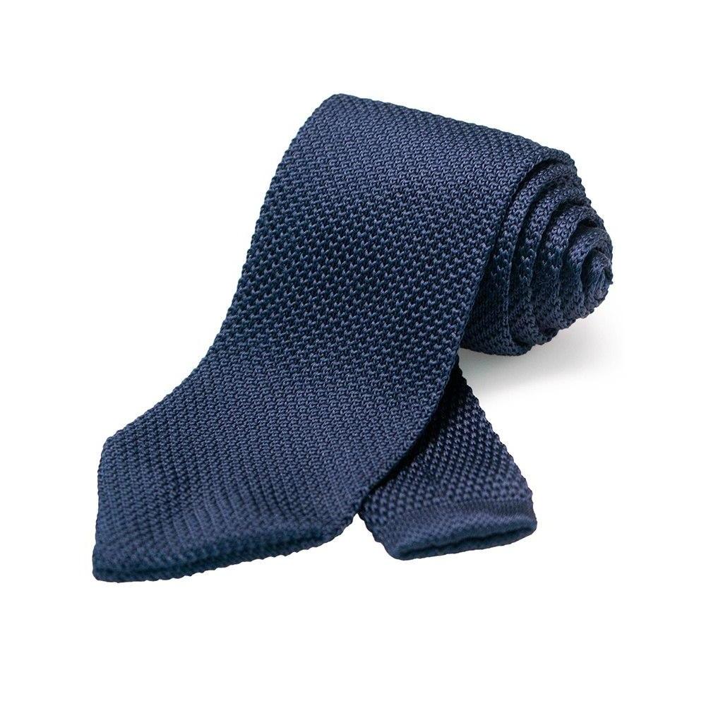 Solid Knitted Tie GR Navy Blue 