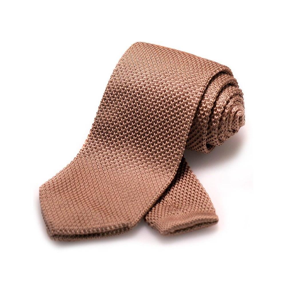 Solid Knitted Tie GR Sandy Brown 