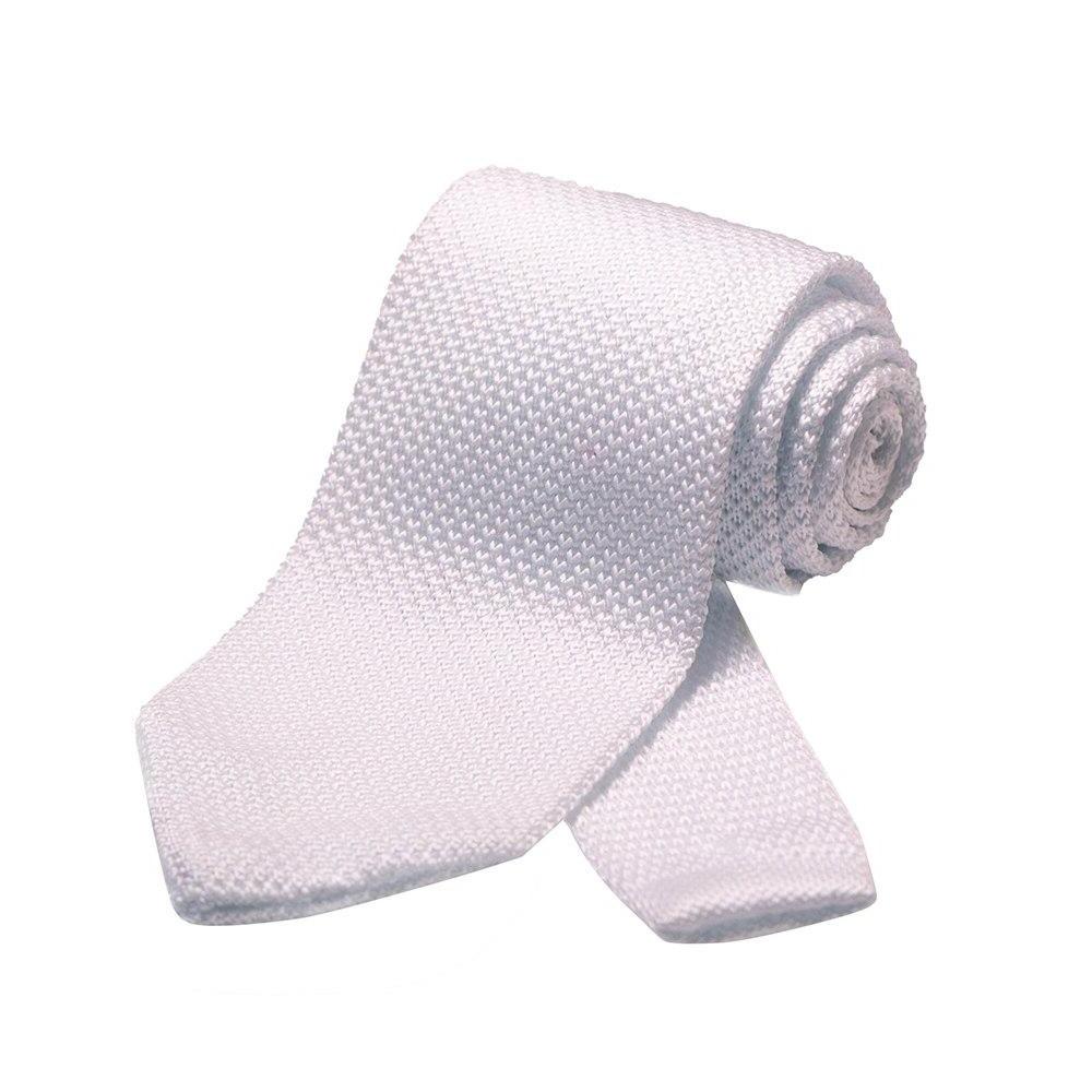 Solid Knitted Tie GR White 