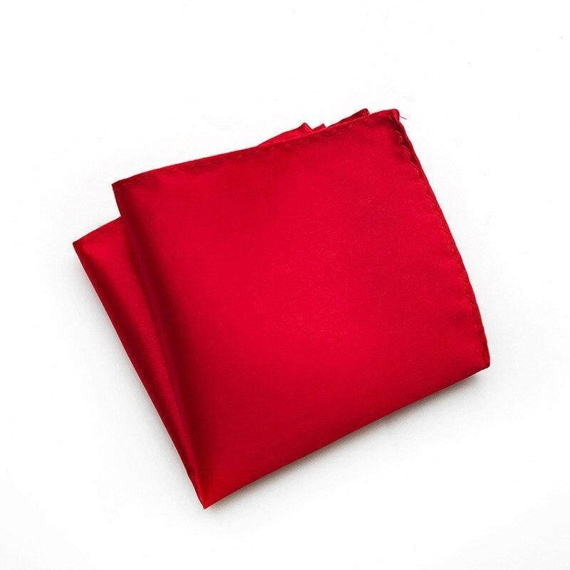 Solid Satin Pocket Square GR Dark Red 