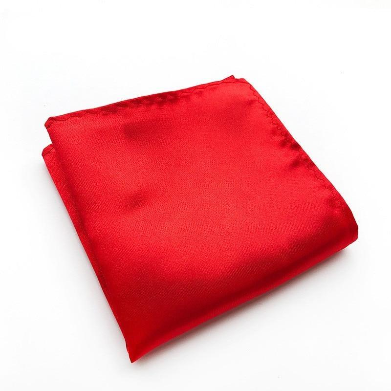 Solid Satin Pocket Square GR Red 