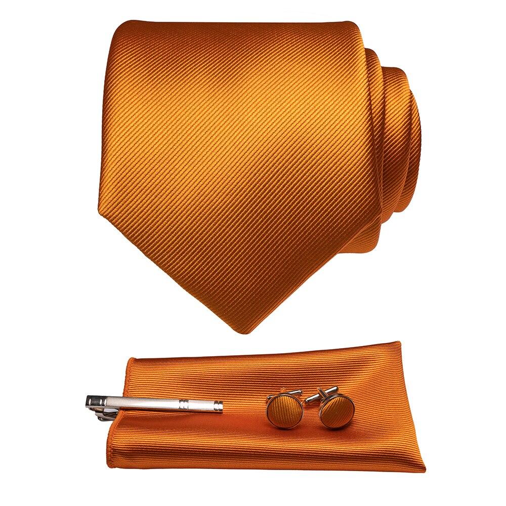 Solid Silk Twill Tie Set GR Orange 