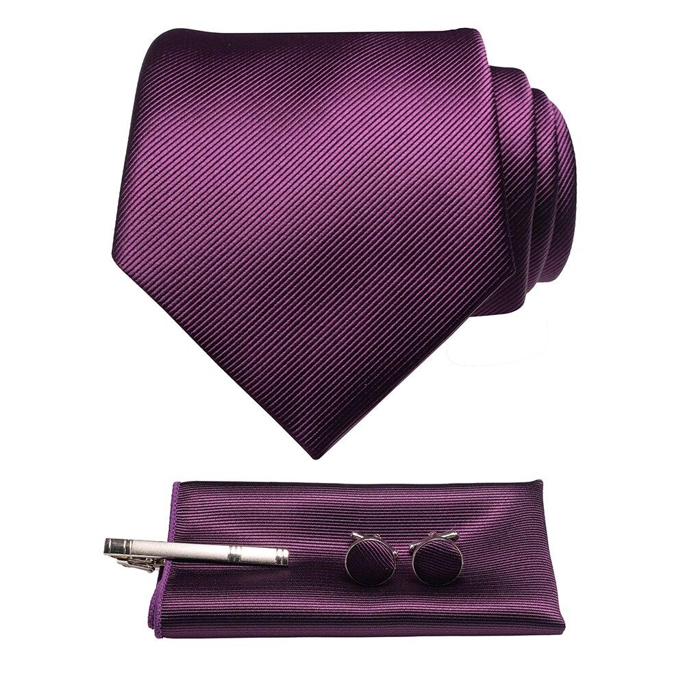 Solid Silk Twill Tie Set GR Purple 