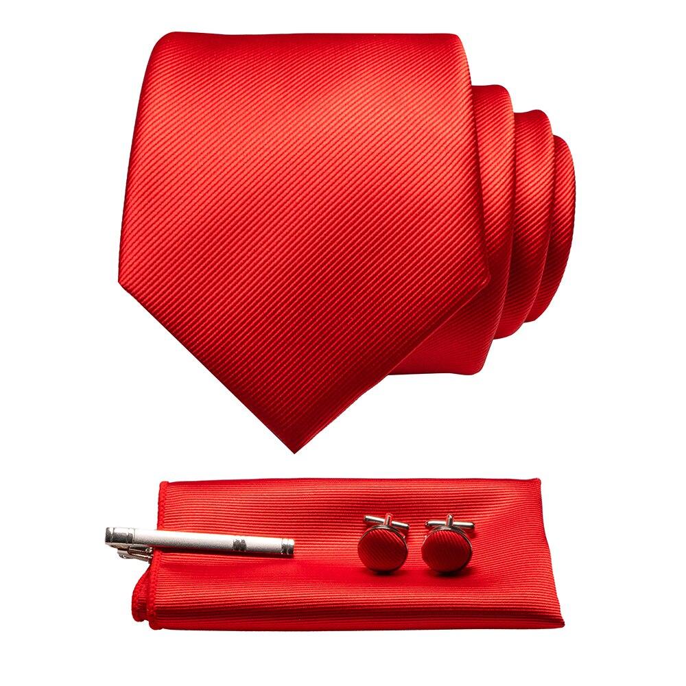 Solid Silk Twill Tie Set GR Red 