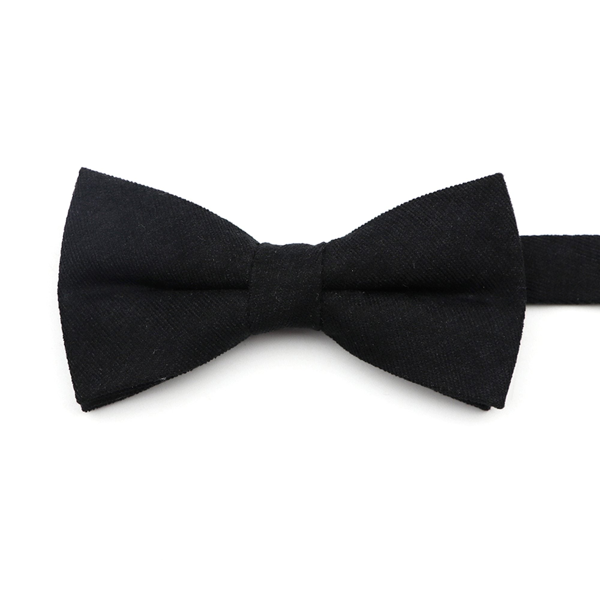 Solid Soft Cotton Bow Tie Pre-Tied GR Black 