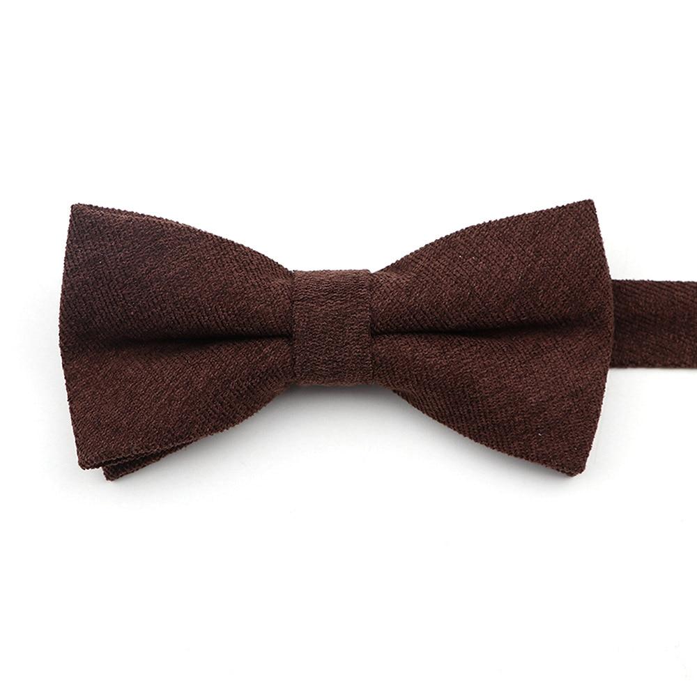 Solid Soft Cotton Bow Tie Pre-Tied GR Brown 
