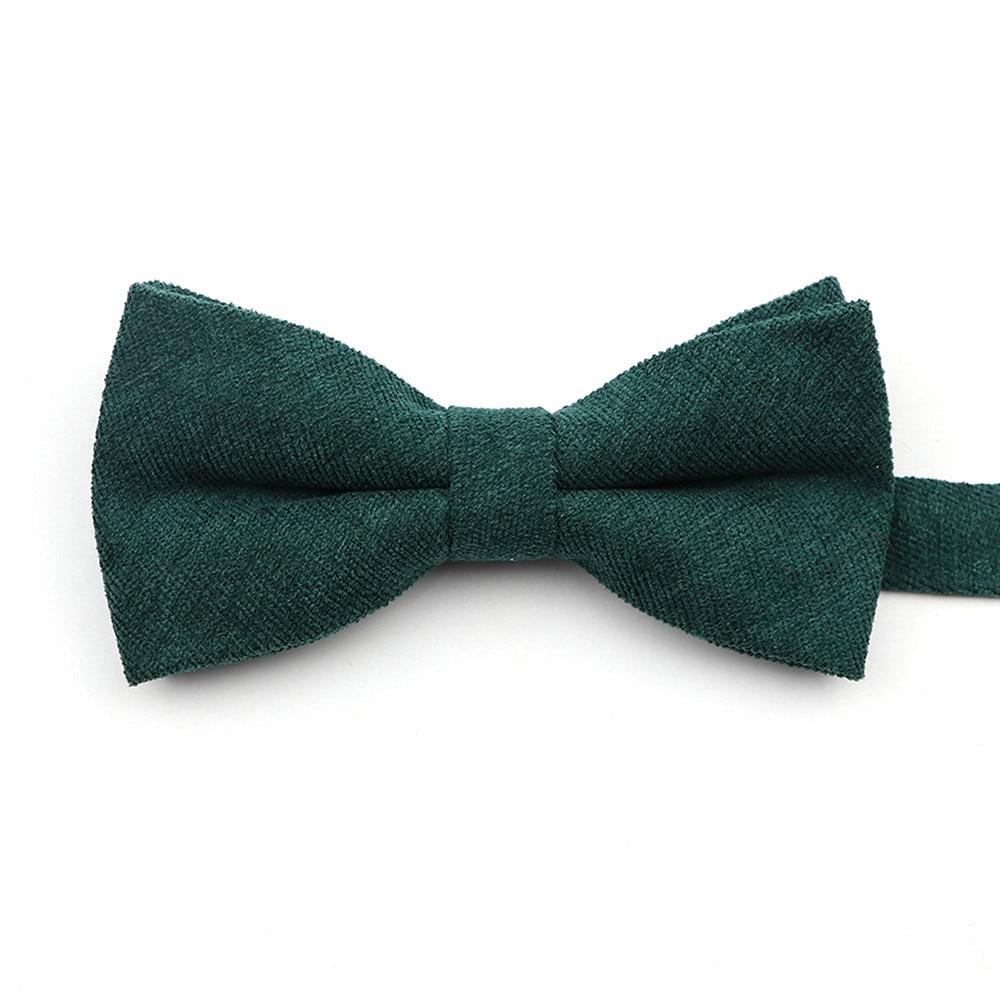 Solid Soft Cotton Bow Tie Pre-Tied GR Dark Green 